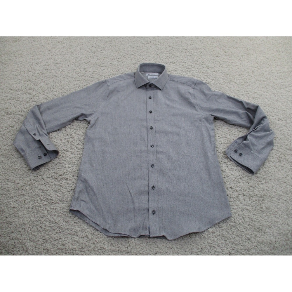 Twillory Shirt Mens 15.5 32/33 Gray Button Preppy Tailored Fit Safe Cotton Prep